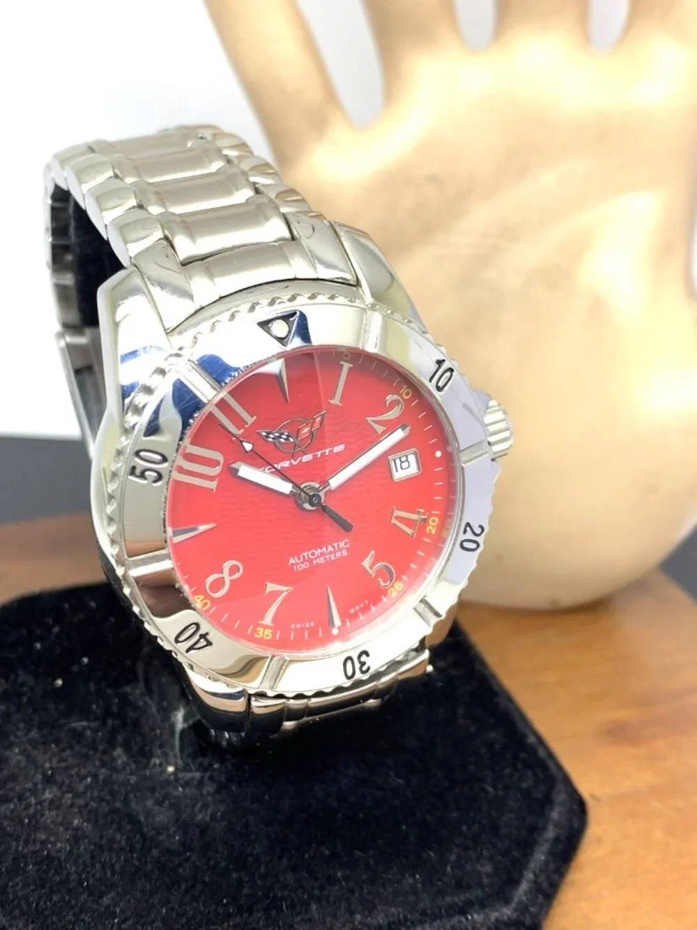 Chevrolet Corvette Men's Watch Red Dial Swiss Automatic Stainless Steel 40mm